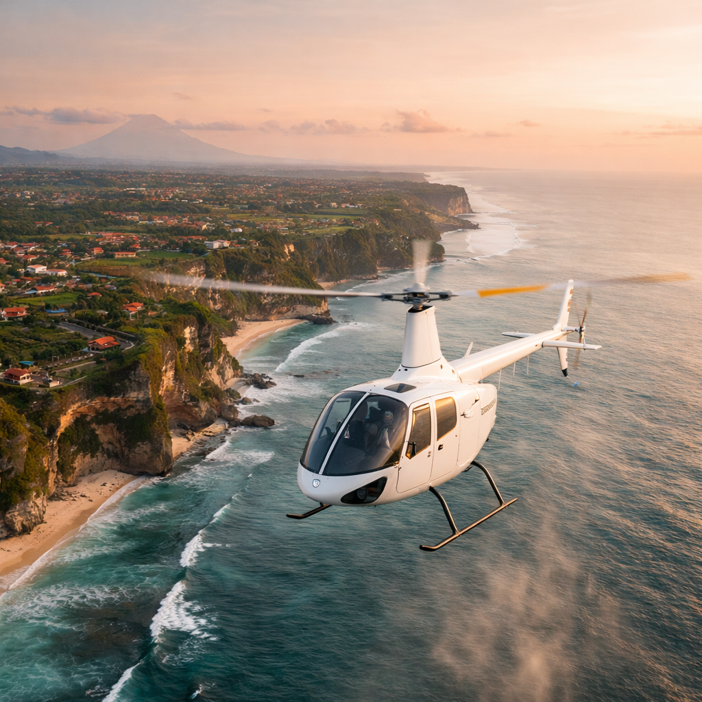 Helicopter tour over Bali coastline