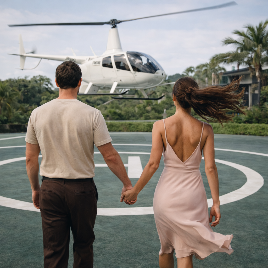 Romantic helicopter tour in Bali