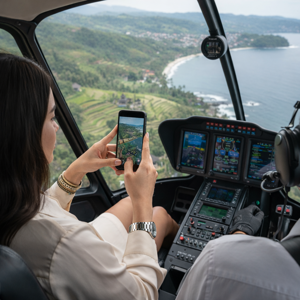 Helicopter cockpit view Bali